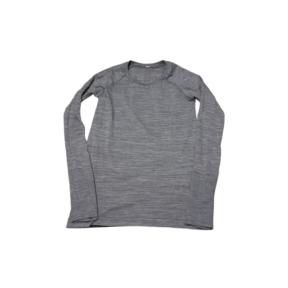 Lululemon Swiftly Tech Long Sleeve Crew Shirt Striped Black White Womens‎ Size 8